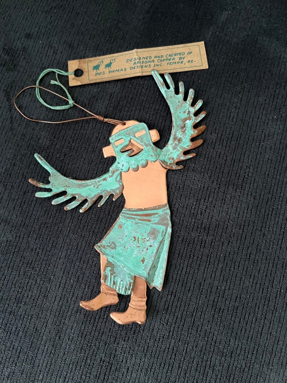 Copper Kachina Eagle Dancer wall hanging ornament handcrafted